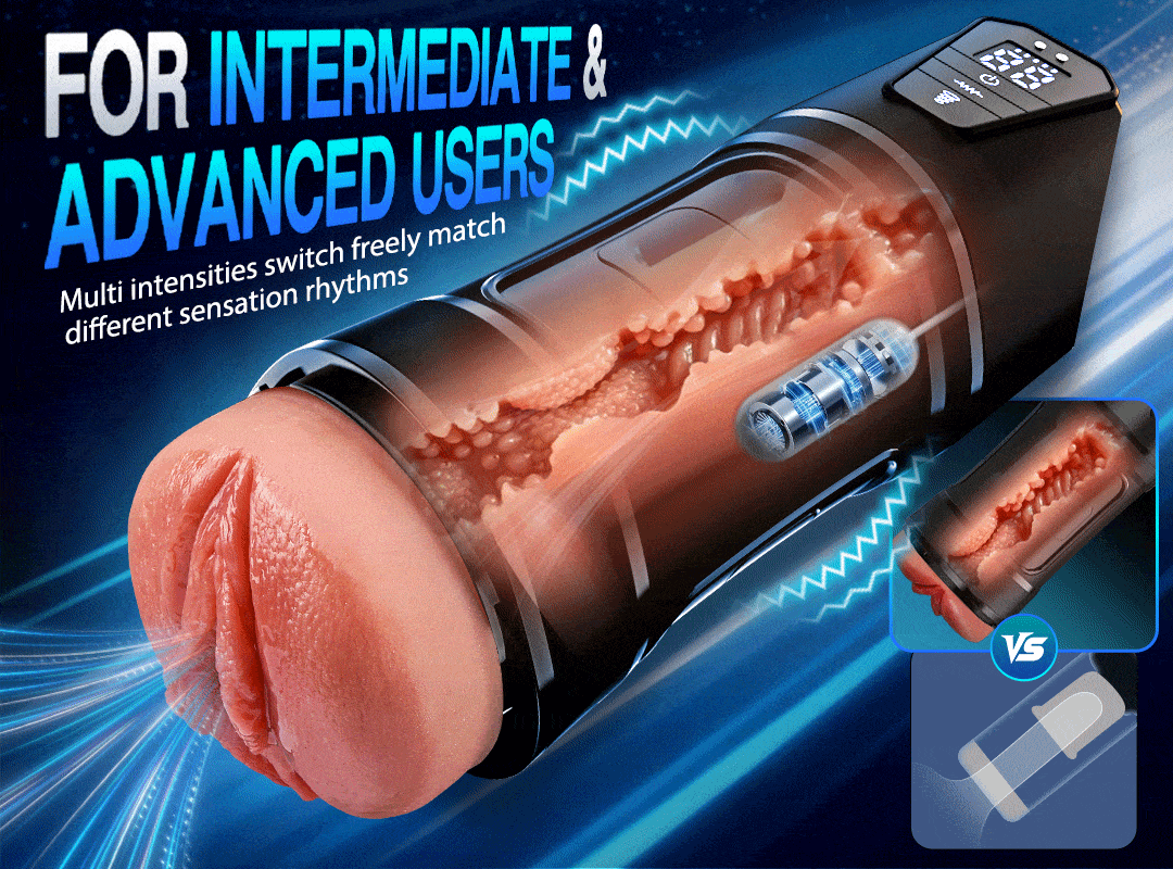 Feels Different LED Display Anti-Slip Grip Extended Sleeve Vibrations & Suctions Realistic V--K0101043-D1--6932001133132