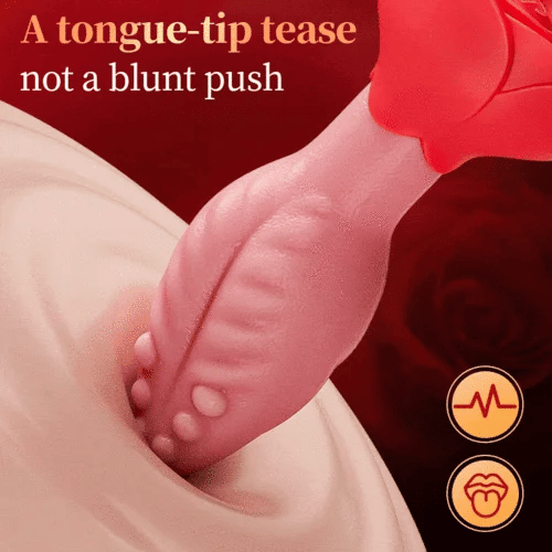 Tongue-Shaped 360° Rotating Anal Plug with Rose Base for Women & Men--K0301333-D1--6932001140291