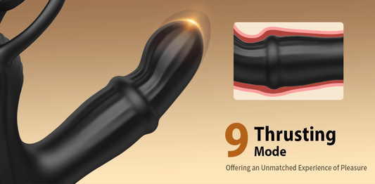 Thrusting Prostate Massager With Double Cock Rings Non-Toxic & Worry-Free--K0300494-D1--6971568881879