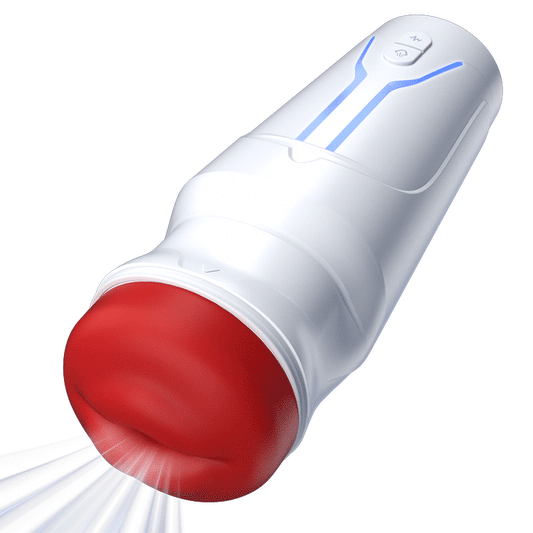 【6.35 IN Depth】F01 Valkyrx 6 Suction 9 Vibration Red Lip Extra Weight Inner Sleeve Masturbators-K0100636-D1