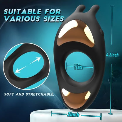 Close-up of the soft and stretchable silicone ring showing its adjustable size to fit various users comfortably.