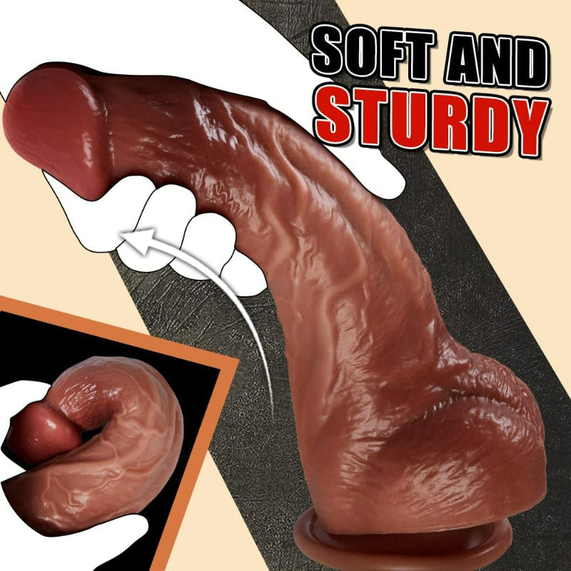 David 7.87 Inch Realistic Curved Nude Thick Dildo G-spot Stimulation with Suction Cup-100275019#4