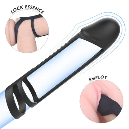 Silicone Double Cock Ring Glans Coverage For Men Erection-100176418#1