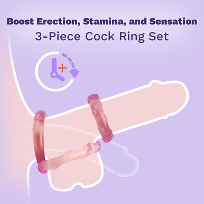 3-Piece Set Cock Rings High-Elasticity Tpe Rings For Male Pleasure-K1000254-D1