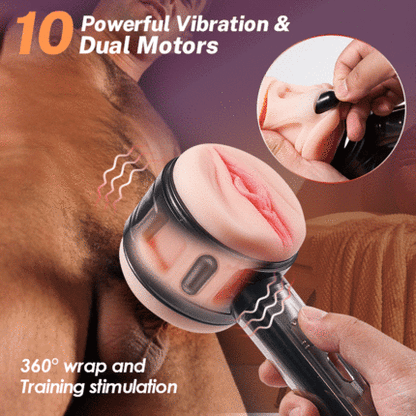 10 Vibration Anal and Vaginal 2 in 1 Handheld Masturbator-100176162#1