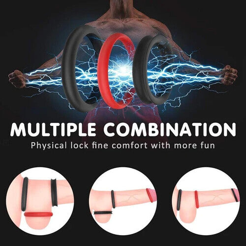 Premium Stretchy Cock Ring Set (3 Pieces) Longer, Harder, Stronger Erection--100195070#4--6973867154527