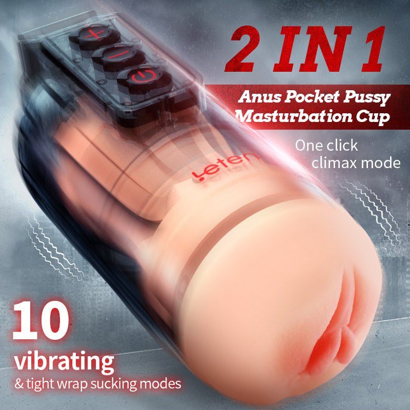 Leten 10 Vibrating Masturbator and Pussy Pockets 2 in 1 APP Control-100175140#1