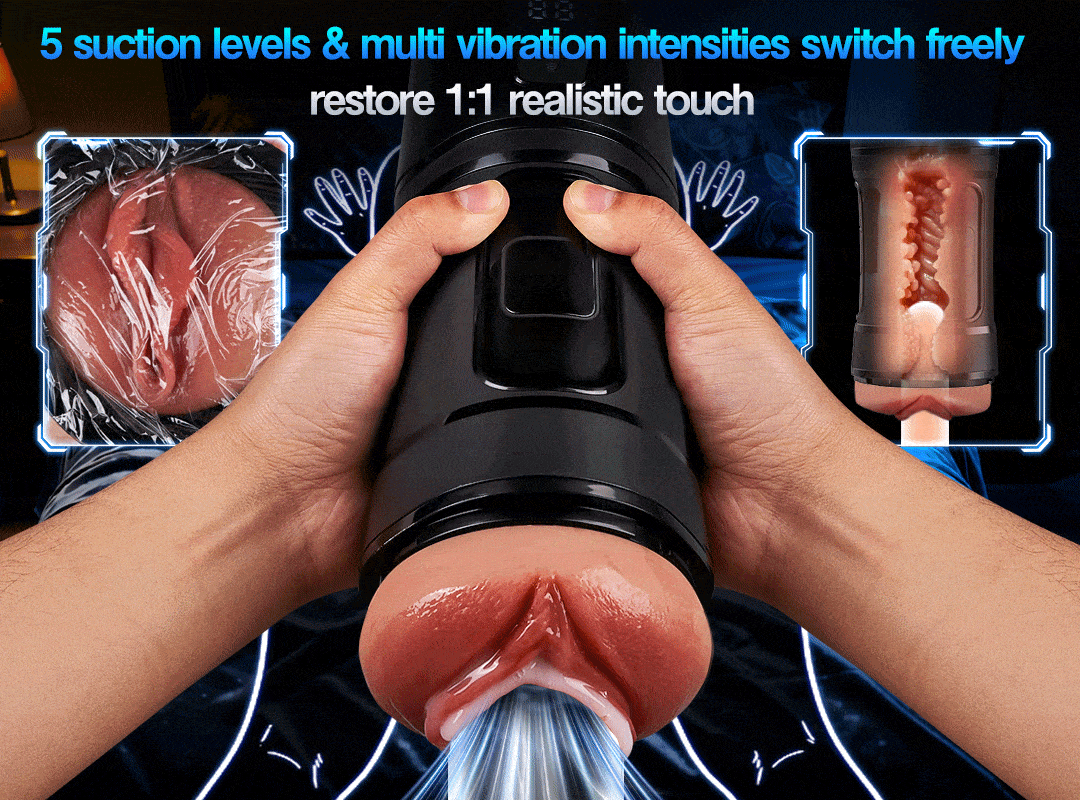 Feels Different LED Display Anti-Slip Grip Extended Sleeve Vibrations & Suctions Realistic V--K0101043-D1--6932001133132