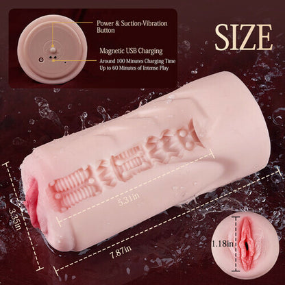 5 Suction 5 Vibration Realistic Vaginal Electric Masturbator-K0100792-D1-K0100792
