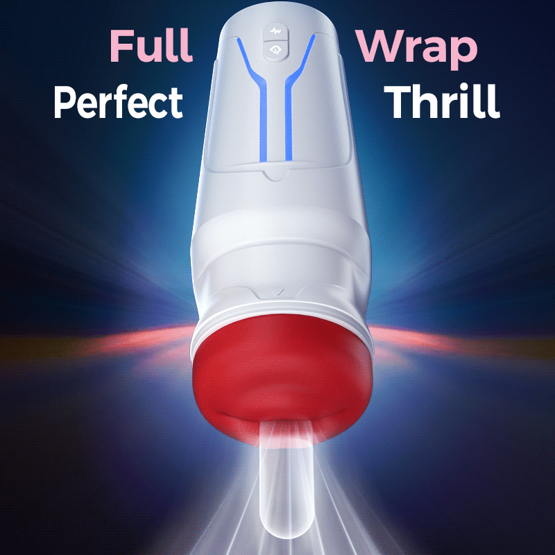 【6.35 IN Depth】F01 Valkyrx 6 Suction 9 Vibration Red Lip Extra Weight Inner Sleeve Masturbators-K0100636-D1