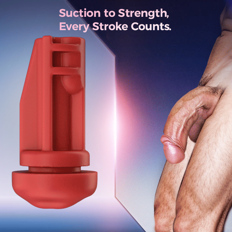 【6.35 IN Depth】F01 Valkyrx 6 Suction 9 Vibration Red Lip Extra Weight Inner Sleeve Masturbators-K0100636-D1