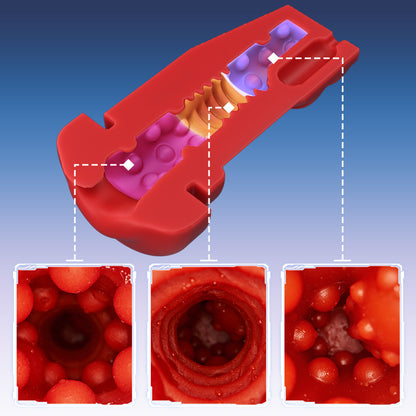 【6.35 IN Depth】F01 Valkyrx 6 Suction 9 Vibration Red Lip Extra Weight Inner Sleeve Masturbators-K0100636-D1