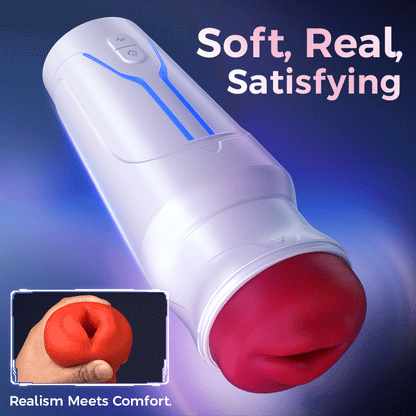 【6.35 IN Depth】F01 Valkyrx 6 Suction 9 Vibration Red Lip Extra Weight Inner Sleeve Masturbators-K0100636-D1