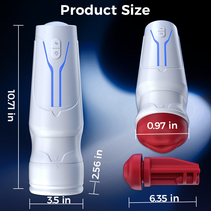 【6.35 IN Depth】F01 Valkyrx 6 Suction 9 Vibration Red Lip Extra Weight Inner Sleeve Masturbators-K0100636-D1