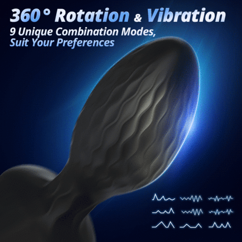 LED Light 360° Rotation & Vibration Remote Control Anal Plug For Solo or Couple-100175571#1
