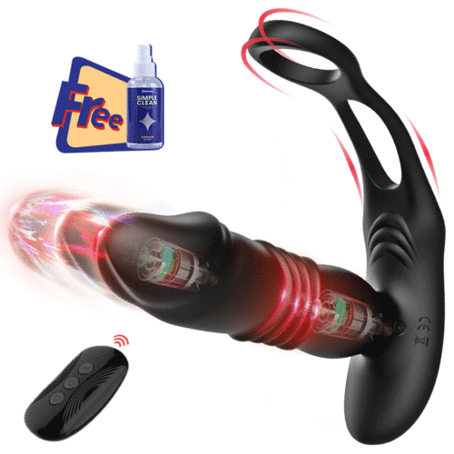 Dual Cock-Ring Thrusting Prostate Massager with 12 Vibrations-100126002#1