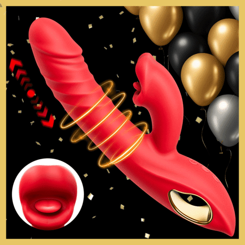 4 In 1 Thrusting & Licking Biting G-spot Vibrator Tongue Clitoral Stimulator-K1900586-D1