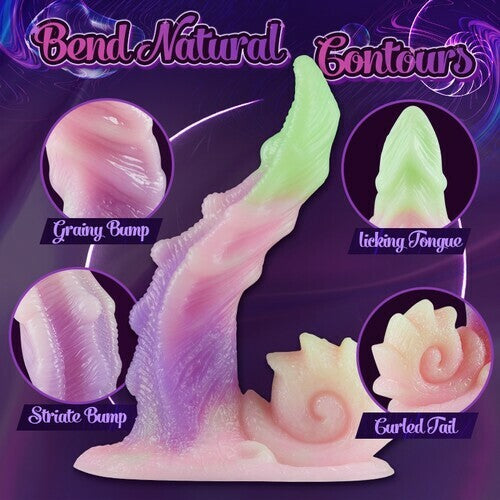 Zane Bendy Snail Silicone Rainbow Dildo with Big Suction Cup 7.48 Inch-100226269#1