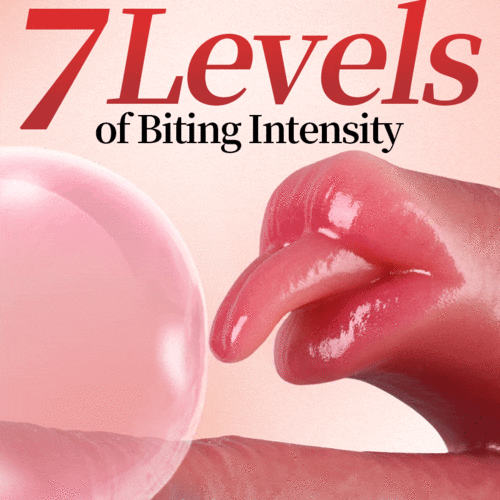 Detailed close-up of the licking tongue feature showcasing 7 levels of biting intensity for a realistic oral-like sensation.