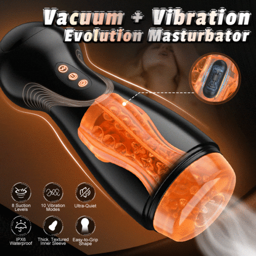 High-performance vacuum and vibration evolution masturbator with multiple intensity levels and ergonomic design.