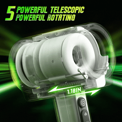 High-tech male masturbator featuring 5 powerful telescopic and 5 rotating modes for varied pleasure.