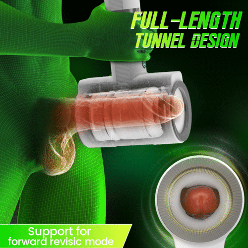 Interior view of the full-length realistic tunnel design on a premium automatic masturbator cup.